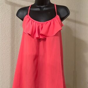 Coral RuffleTank with back detail